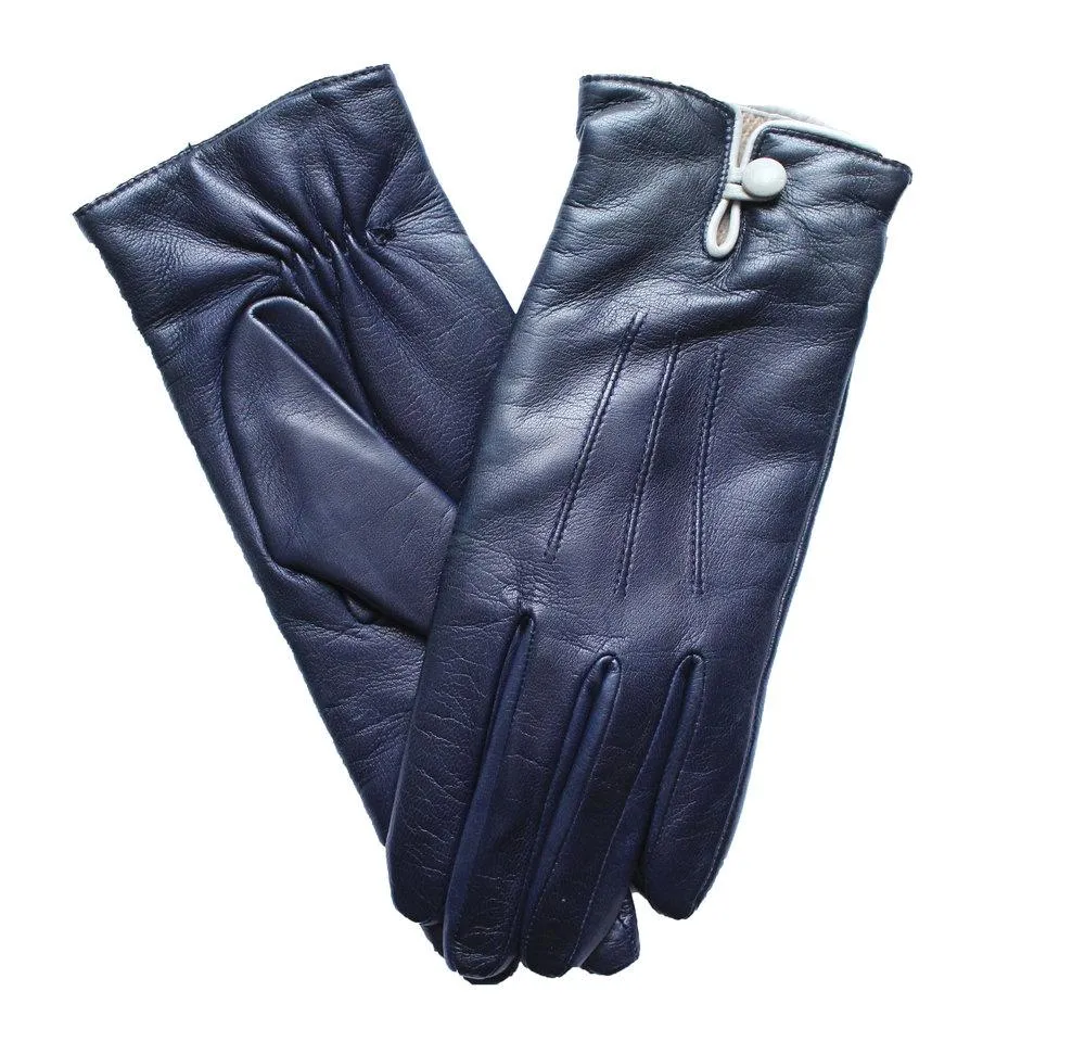 Rosario - Women's Cashmere Lined Contrast Leather Gloves