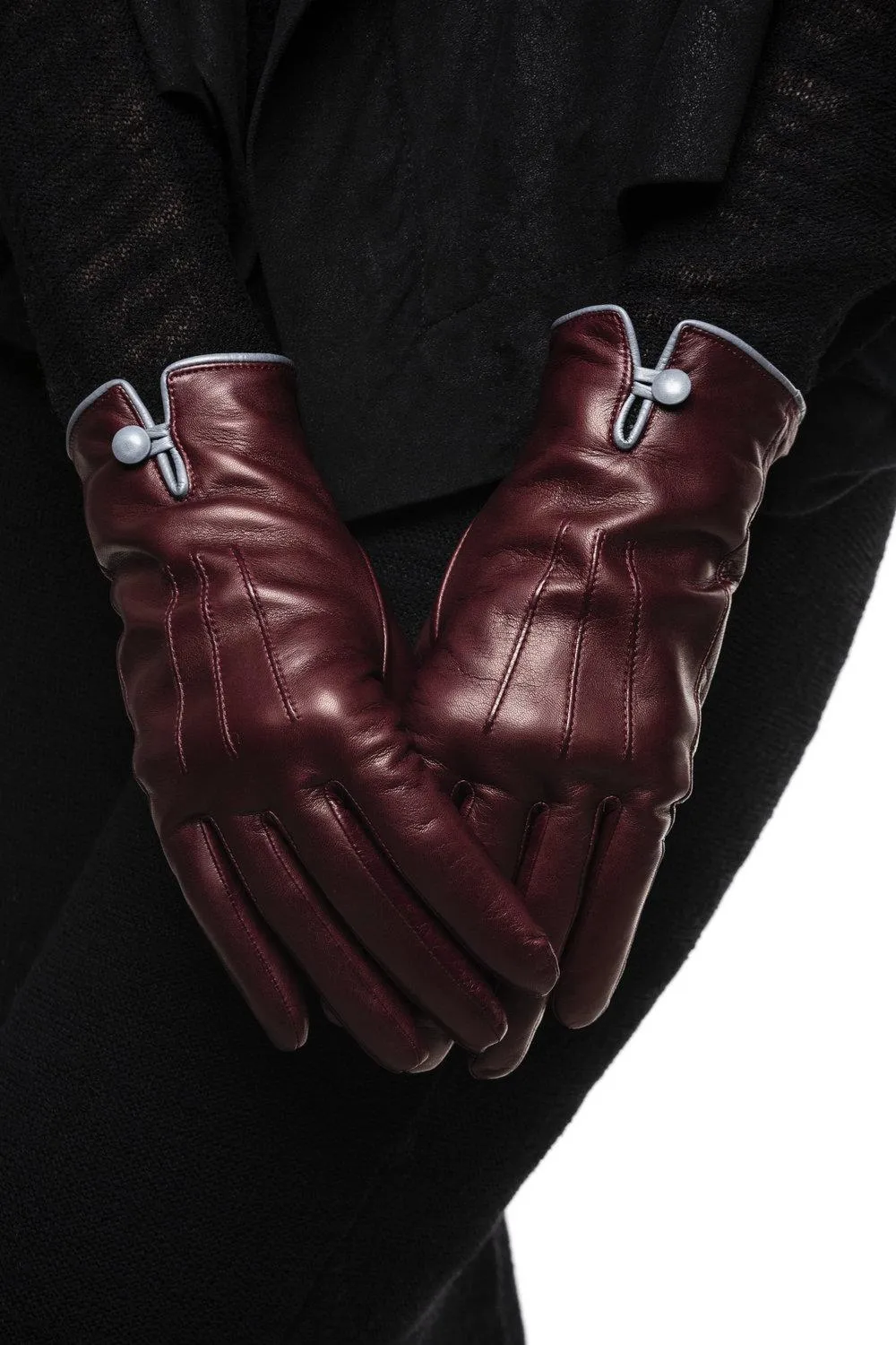 Rosario - Women's Cashmere Lined Contrast Leather Gloves