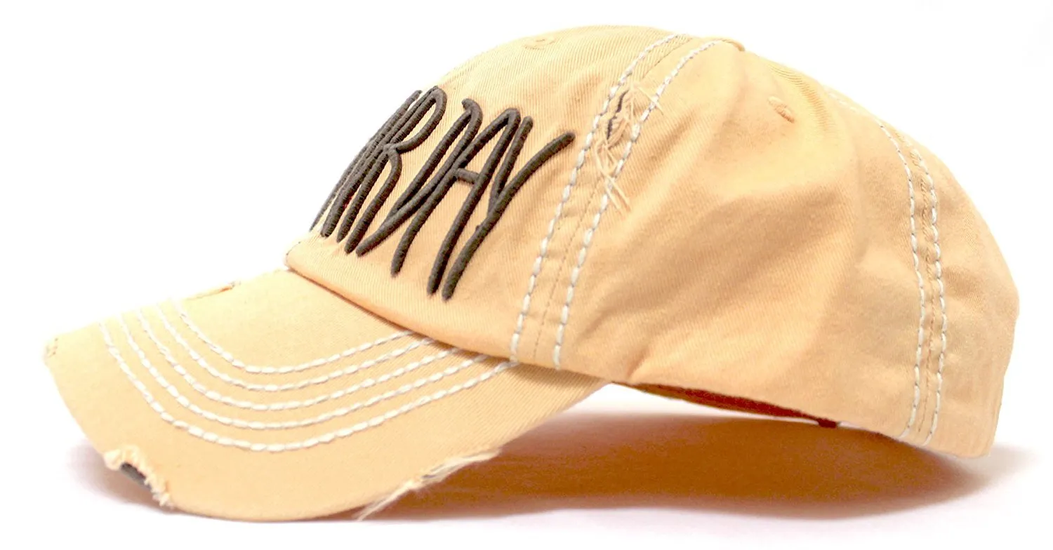 SANDY PEACH Contrast-Stitch "BAD HAIR DAY" Embroidery Ballcap