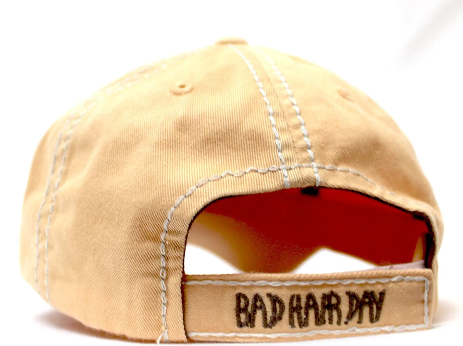 SANDY PEACH Contrast-Stitch "BAD HAIR DAY" Embroidery Ballcap