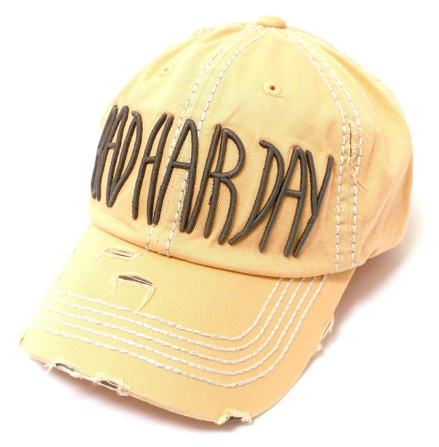 SANDY PEACH Contrast-Stitch "BAD HAIR DAY" Embroidery Ballcap