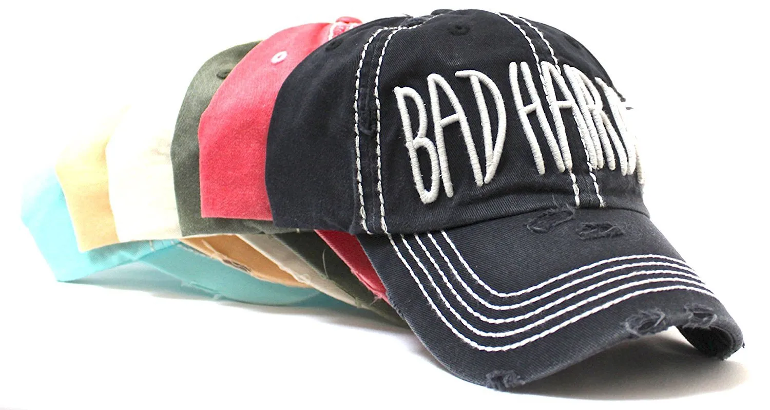 SANDY PEACH Contrast-Stitch "BAD HAIR DAY" Embroidery Ballcap