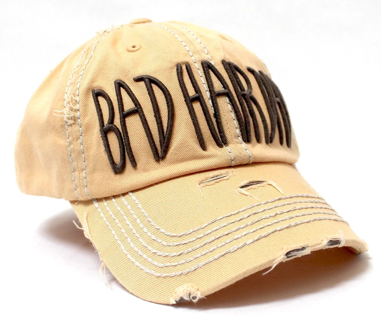 SANDY PEACH Contrast-Stitch "BAD HAIR DAY" Embroidery Ballcap