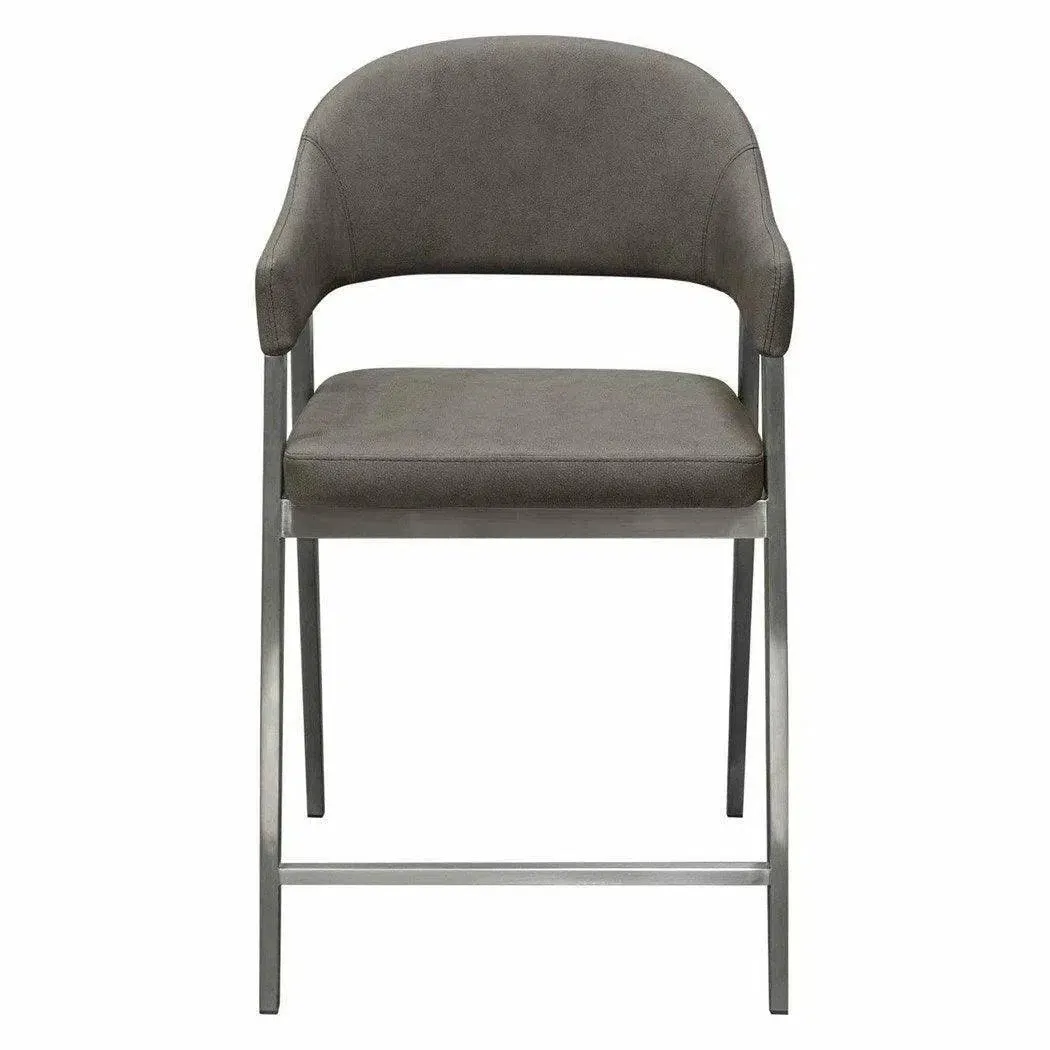 Set of Two Counter Height Chairs in Grey Leatherette