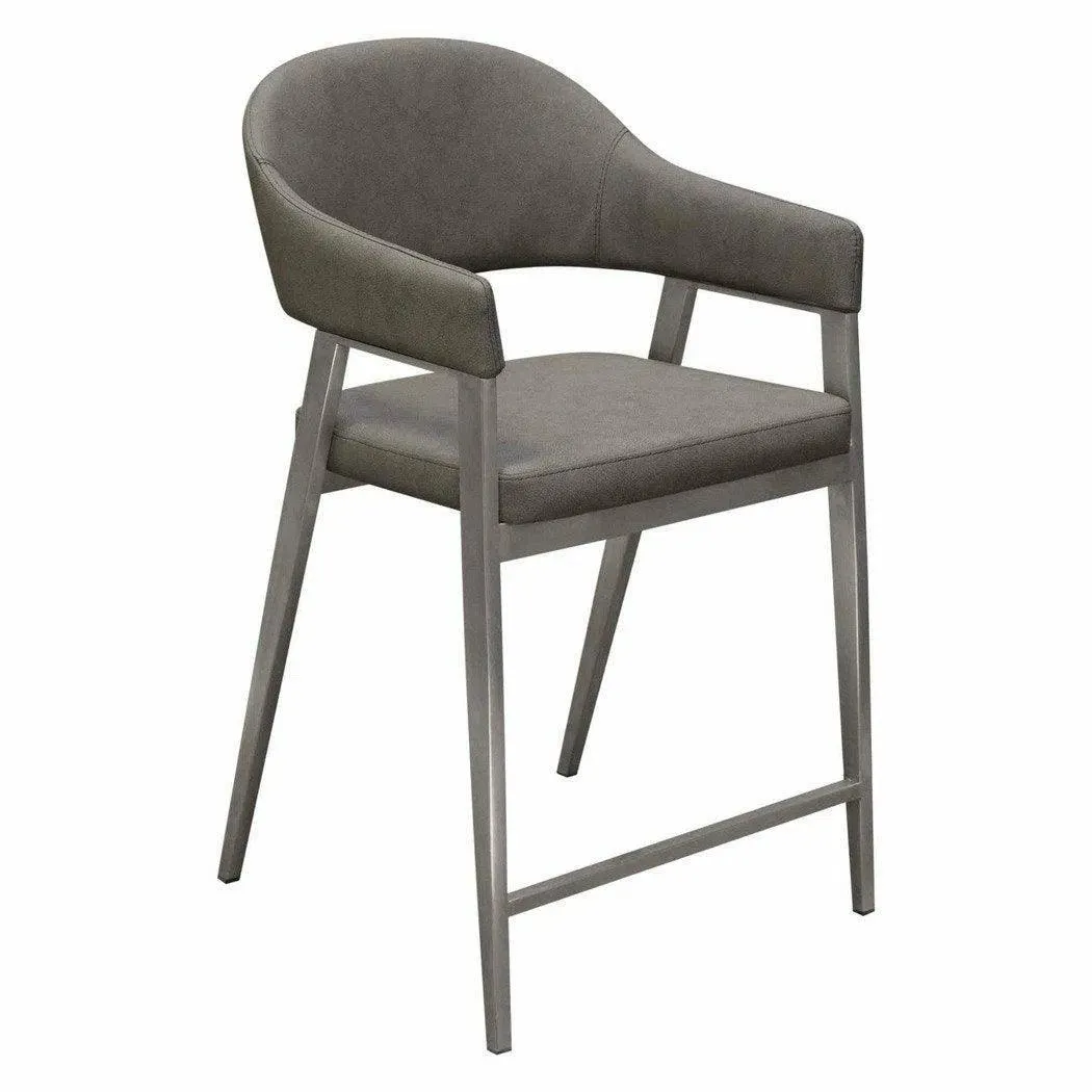 Set of Two Counter Height Chairs in Grey Leatherette