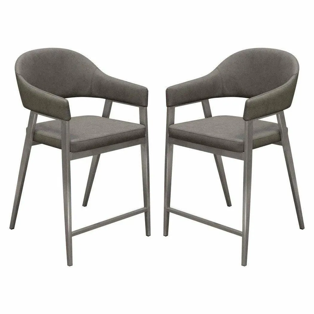 Set of Two Counter Height Chairs in Grey Leatherette