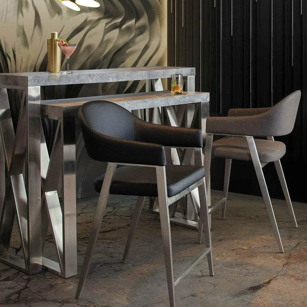 Set of Two Counter Height Chairs in Grey Leatherette