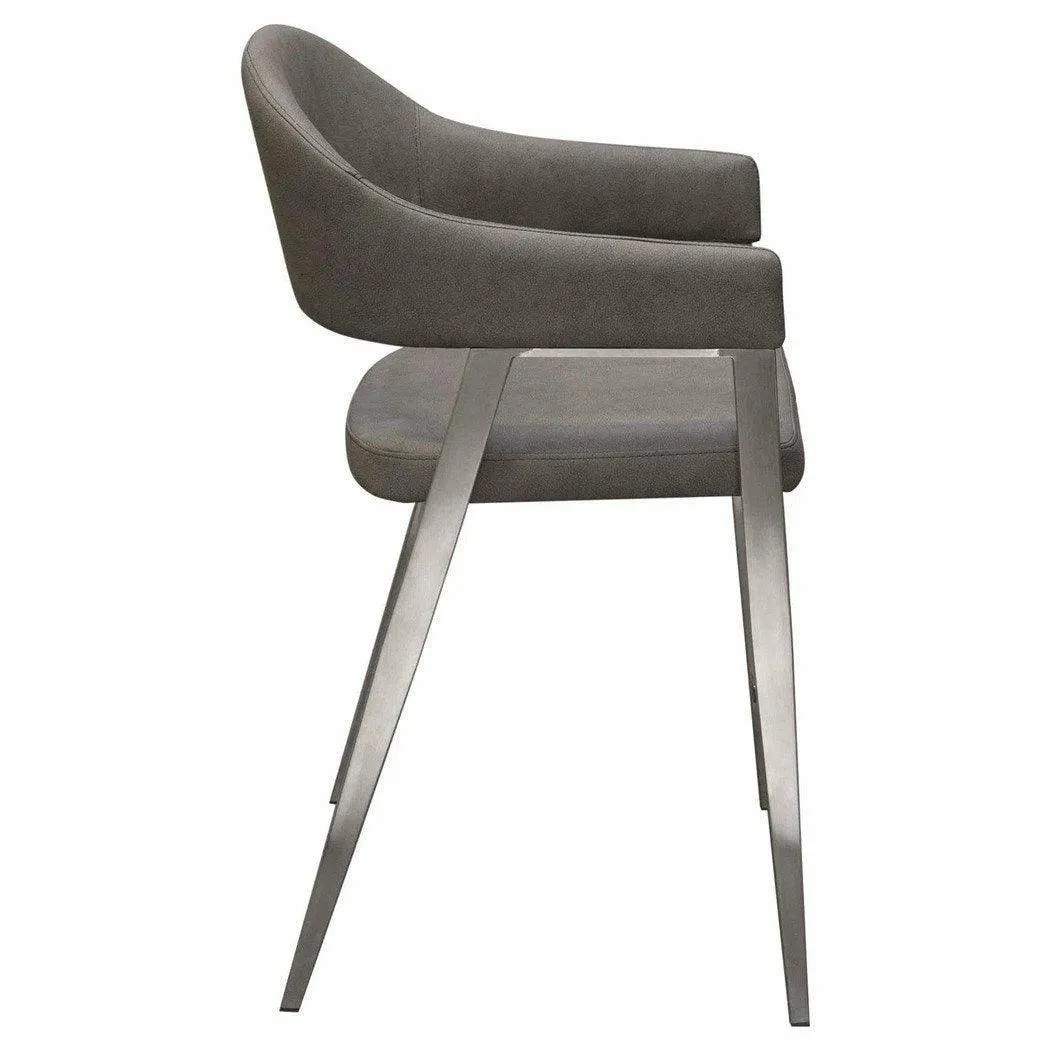 Set of Two Counter Height Chairs in Grey Leatherette