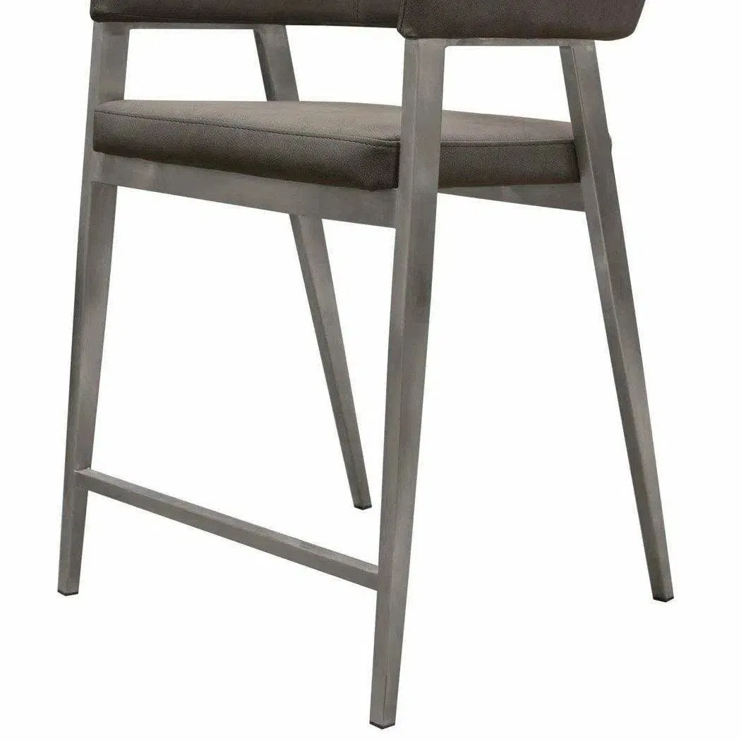 Set of Two Counter Height Chairs in Grey Leatherette