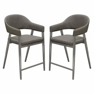 Set of Two Counter Height Chairs in Grey Leatherette