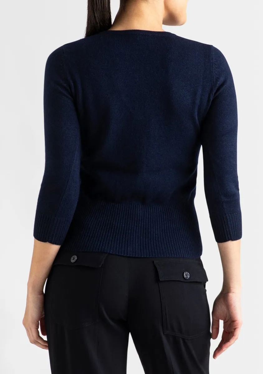 Silk   Cashmere Audrey Cardigan in Navy