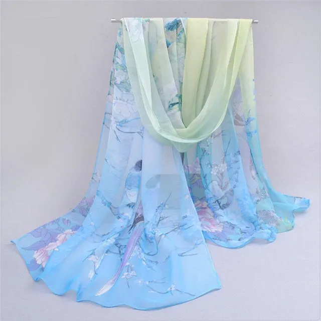 Silk Floral Muslim Prayer Hijab Scarf