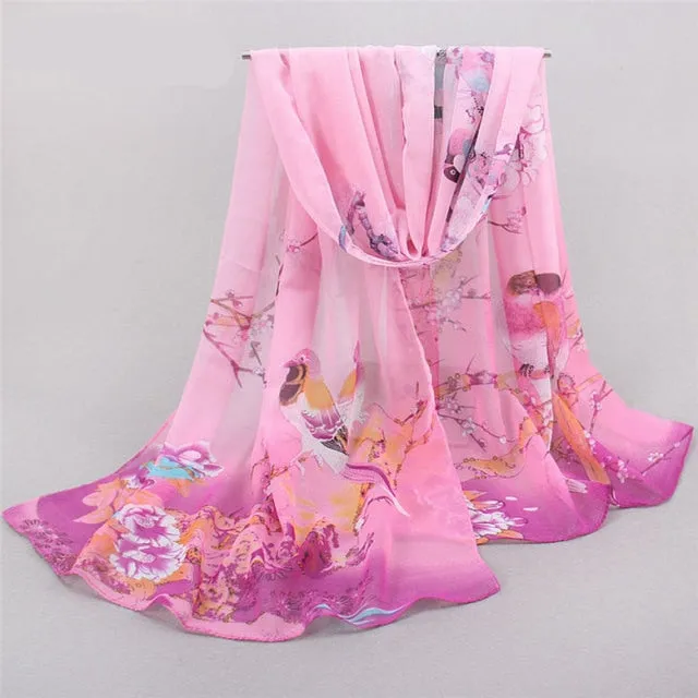 Silk Floral Muslim Prayer Hijab Scarf