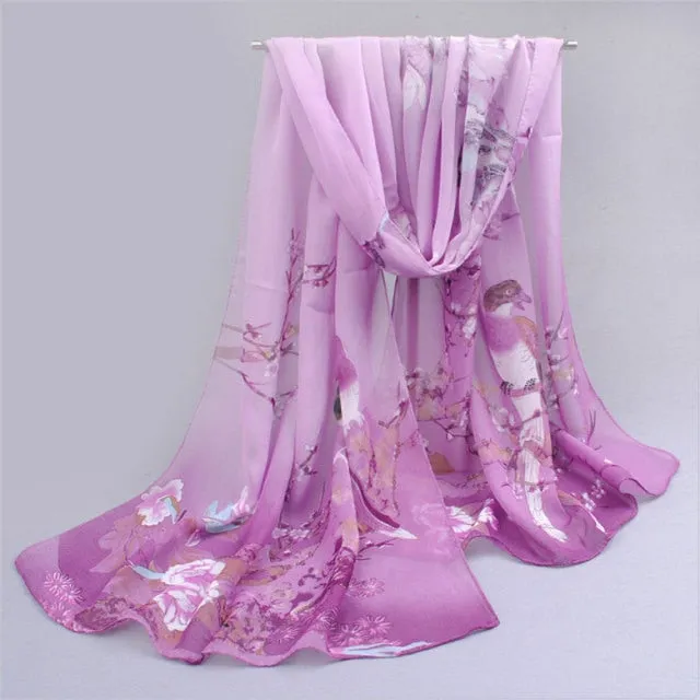 Silk Floral Muslim Prayer Hijab Scarf