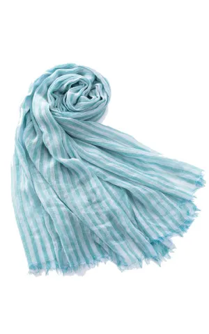 Striped Summer Scarf, aqua