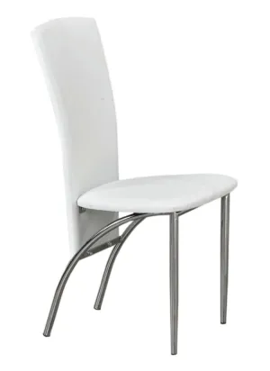 White Leatherette Dining Chairs with Chrome Legs - Set of 3